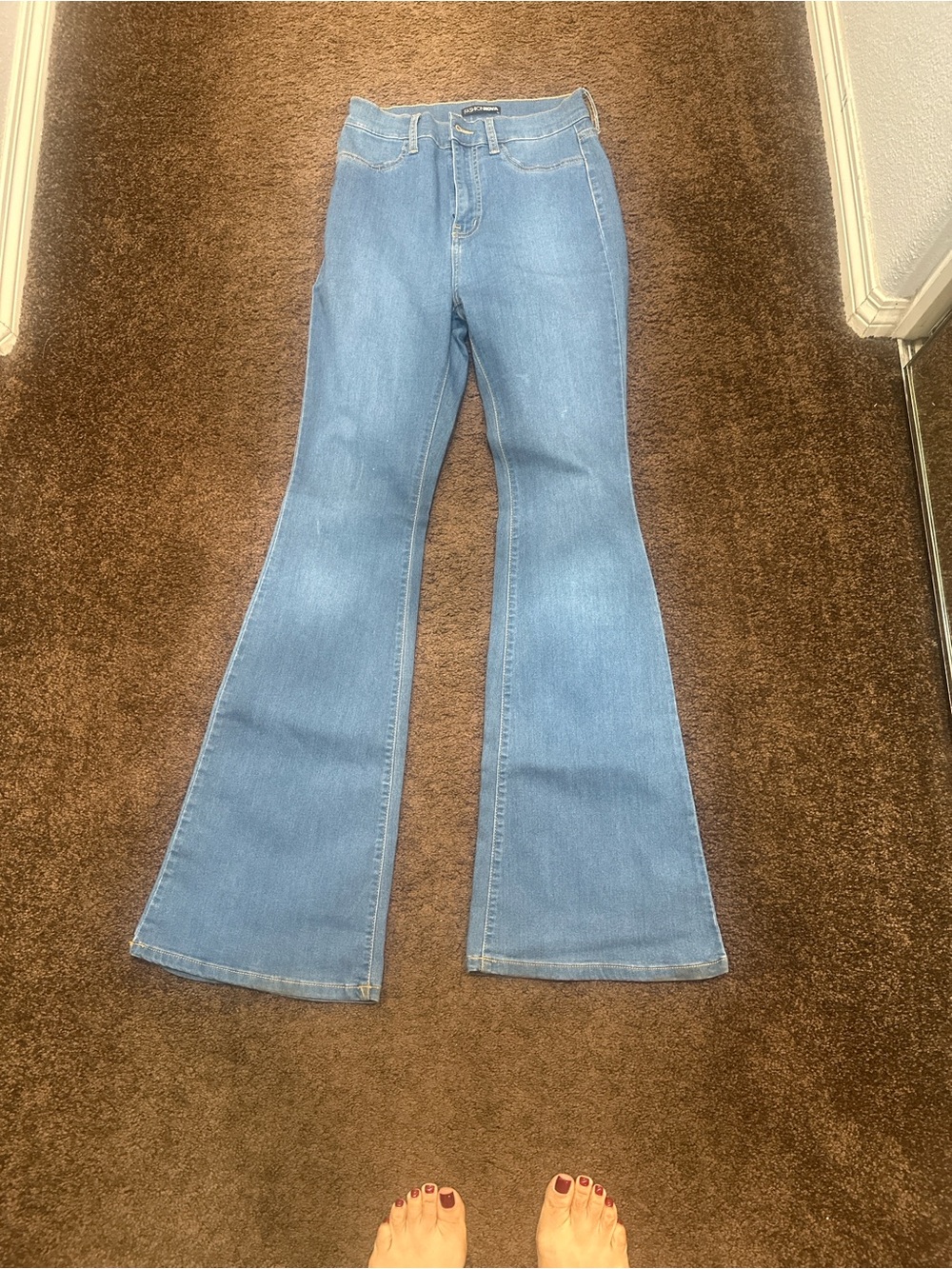 Fashion Nova Light Blue Flare Jeans for Women